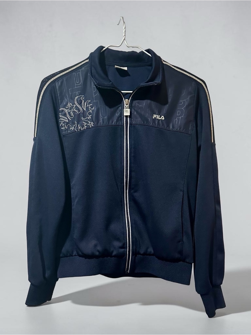 FILA Plug-In Racing Navy Zip-Front Track Jacket - Women's
